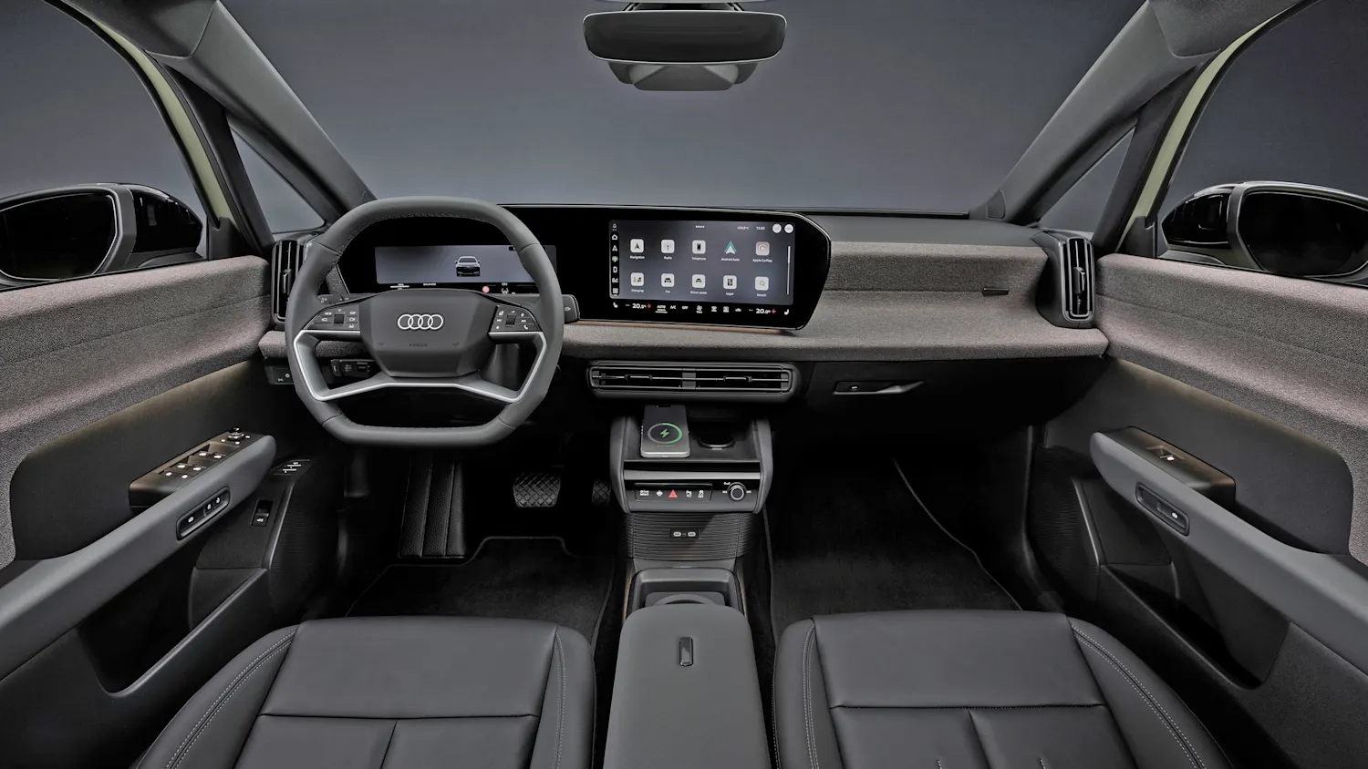 Innenraum des Audi A2 e-tron mit modernem Cockpit und digitalem Displaydesign