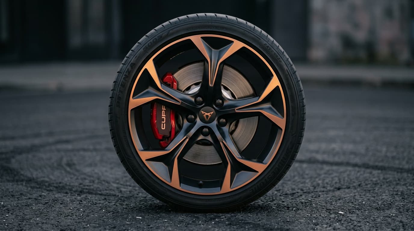 Detail eines 20-Zoll-Leichtmetallrads des Cupra Formentor mit ABT Paket
