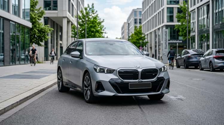 Vorderansicht des BMW i1, eines kommenden Elektro-Kompaktfahrzeugs mit modernem LED-Design