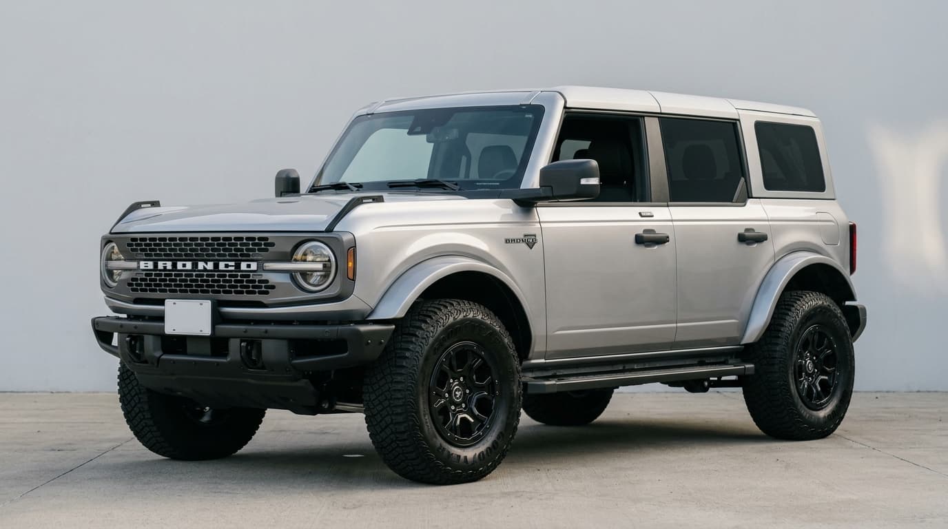 Ford Bronco Geländewagen in Seitenansicht von vorne