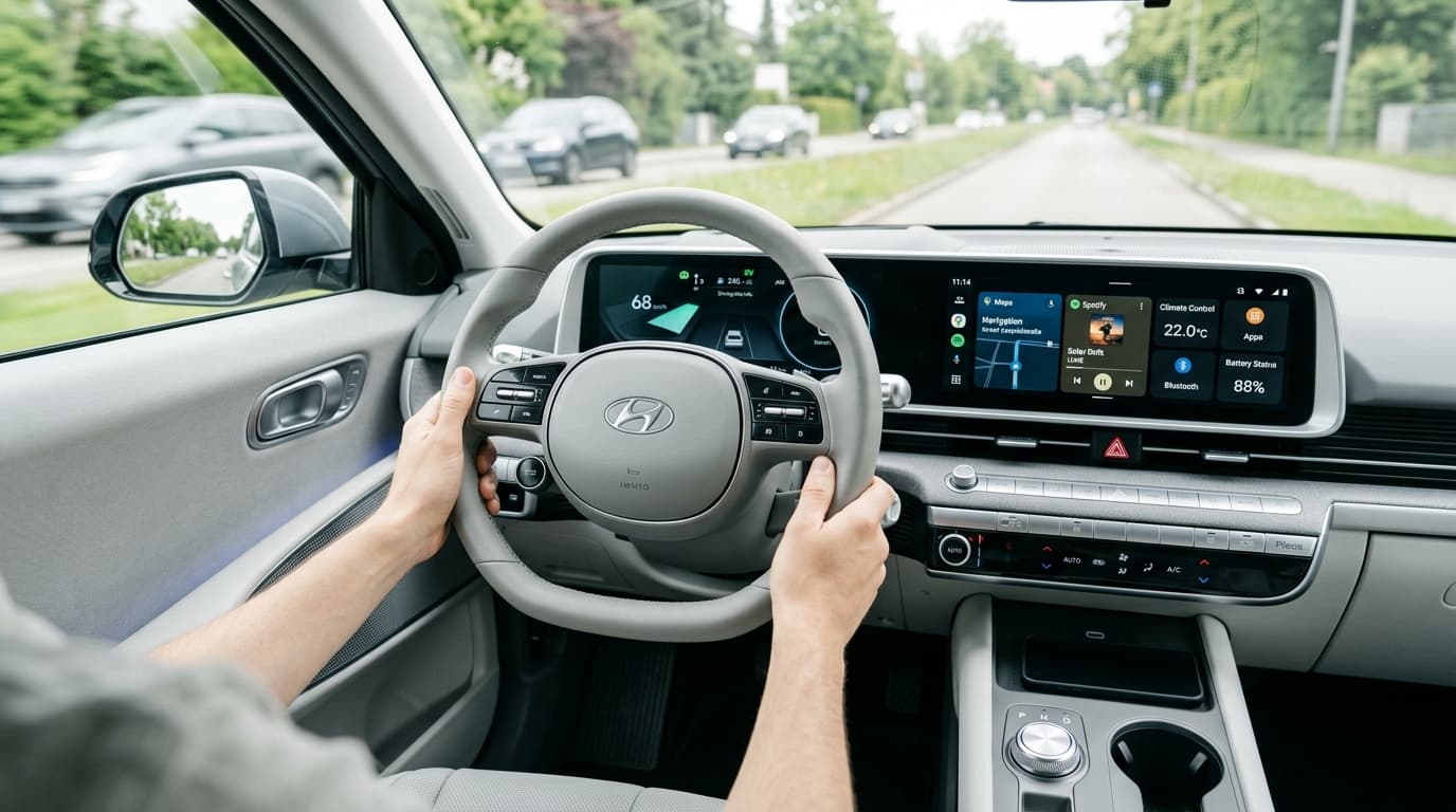 Blick auf das Cockpit und Infotainmentsystem des Hyundai Ioniq 3