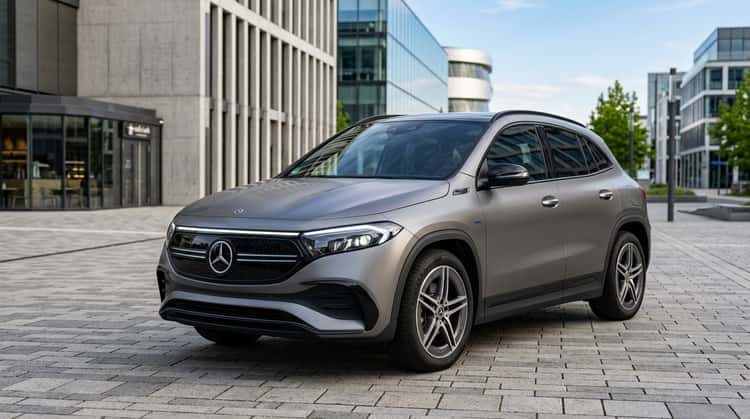 Der neue Mercedes-Benz GLA der dritten Generation von vorne-rechts, modernes Kompakt-SUV mit markanter LED-Lichtsignatur