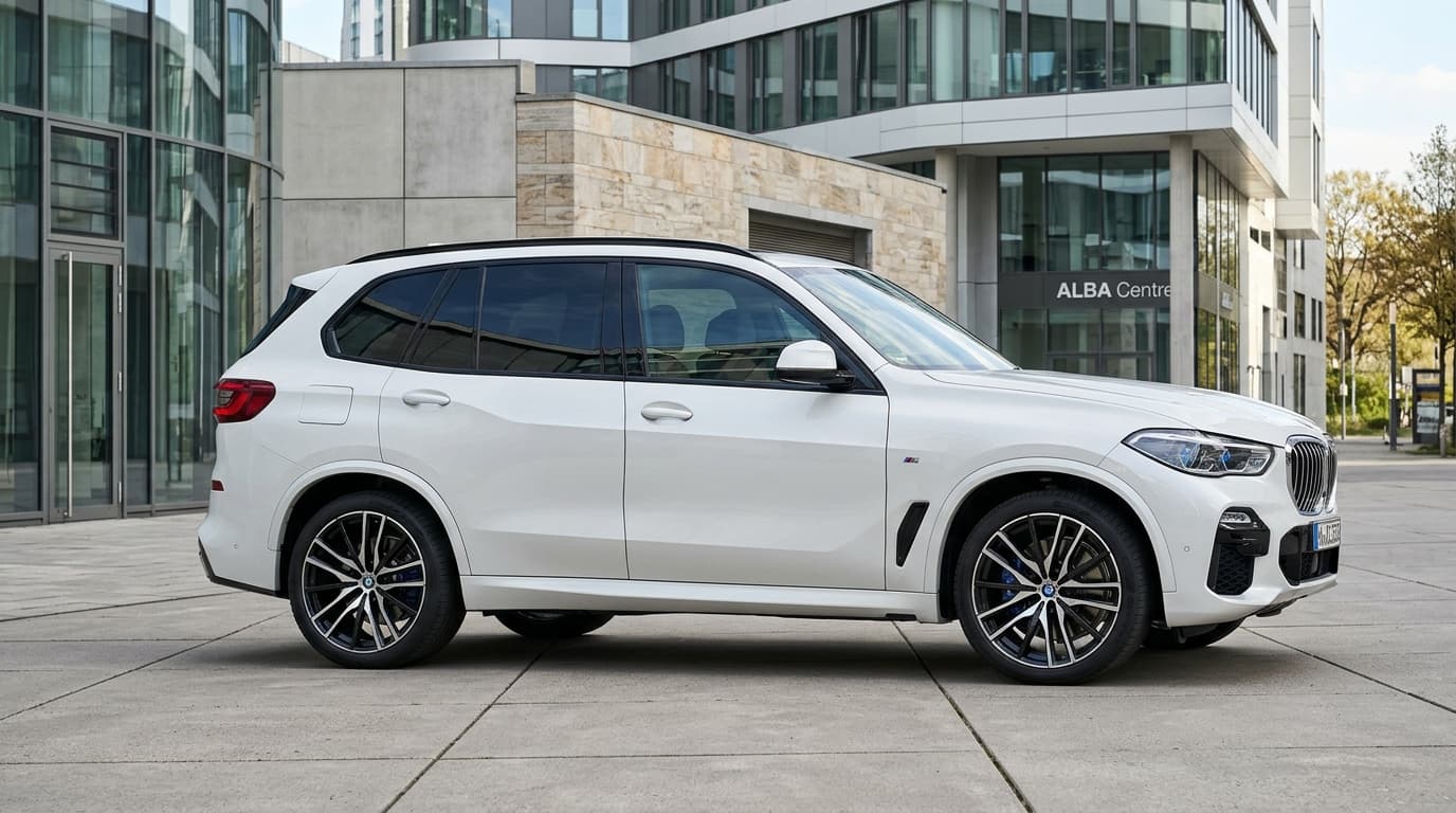 BMW X5 der fünften Generation (G65) in Seitenansicht, großes SUV mit modernem Designkonzept und sportlichen Proportionen.
