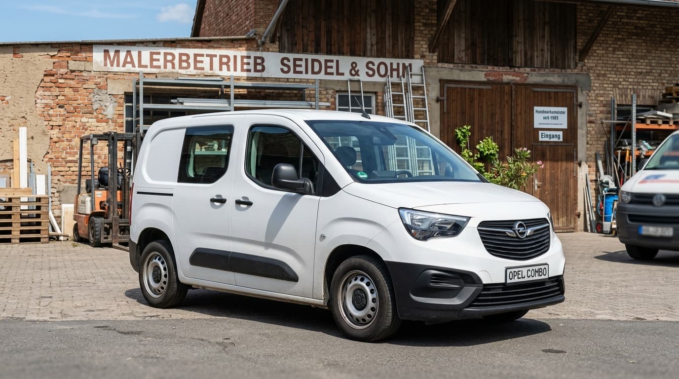 Der neue Opel Combo Start Kompakttransporter von vorne-seitlich in einer Betriebsumgebung