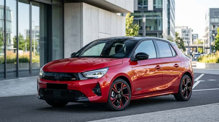 Der Opel Corsa GSE, ein sportlicher Elektro-Kleinwagen, in Frontdreiviertelsicht