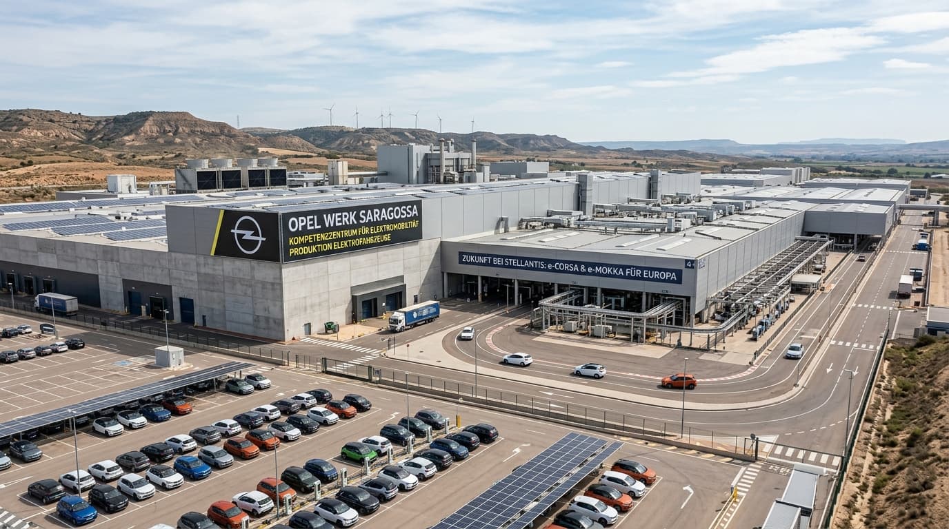 Produktionshallen des Opel-Werks Saragossa, wo ab 2028 ein elektrisches Kompakt-SUV gebaut wird