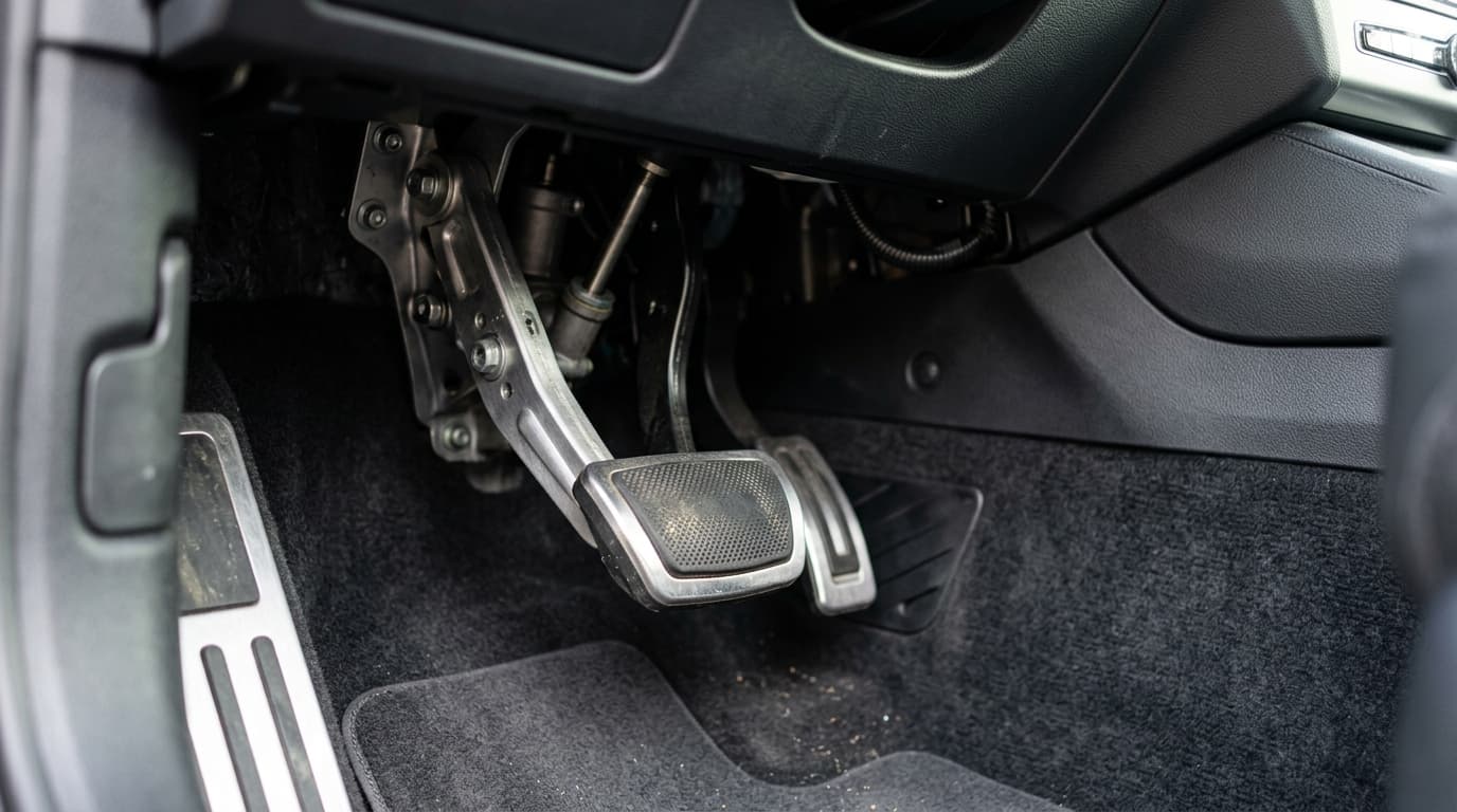 Bremspedal im Inneren eines modernen Fahrzeugs