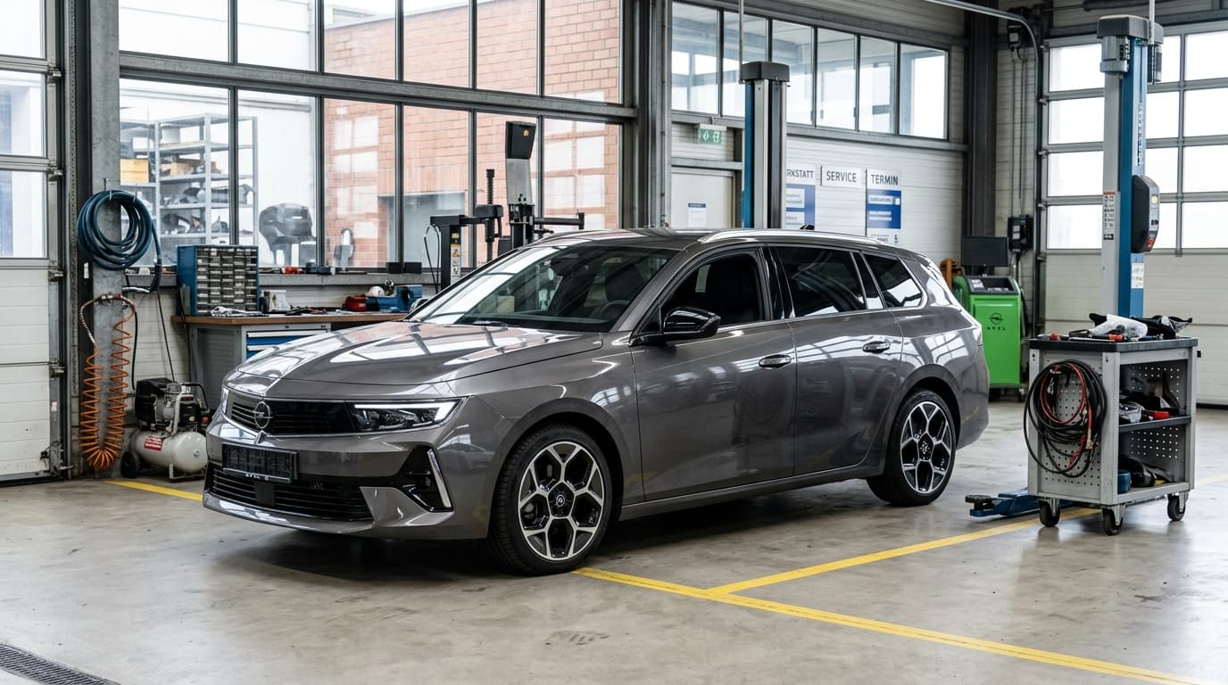 Ein Opel Astra L steht zur Wartung bereit