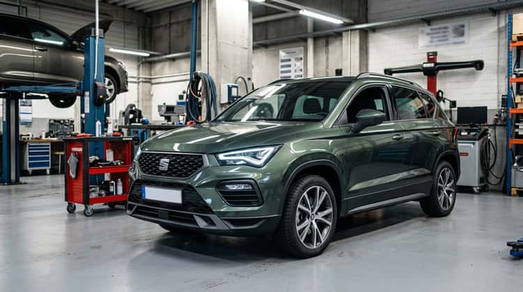 Seat Ateca in einer Werkstatt unter heller Beleuchtung