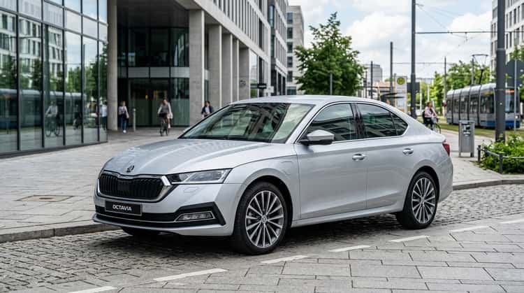 Škoda Octavia, Limousine, moderne Frontansicht mit Vollhybrid-Antrieb