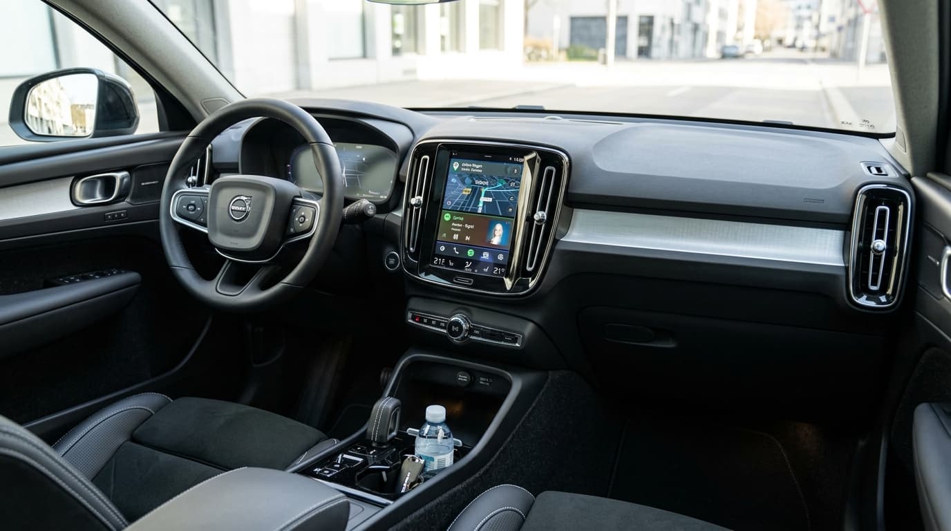 Das neue 11,2-Zoll-Touchscreen-Display im Volvo XC40 mit Android-Infotainment-System
