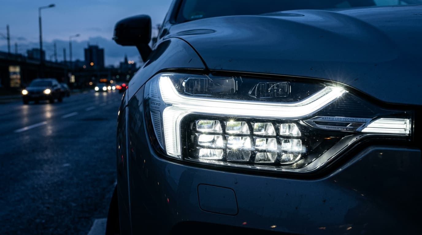 Matrix-LED-Scheinwerfer des Volvo XC60 (2027) mit 15 Segmenten für intelligente Lichttechnik