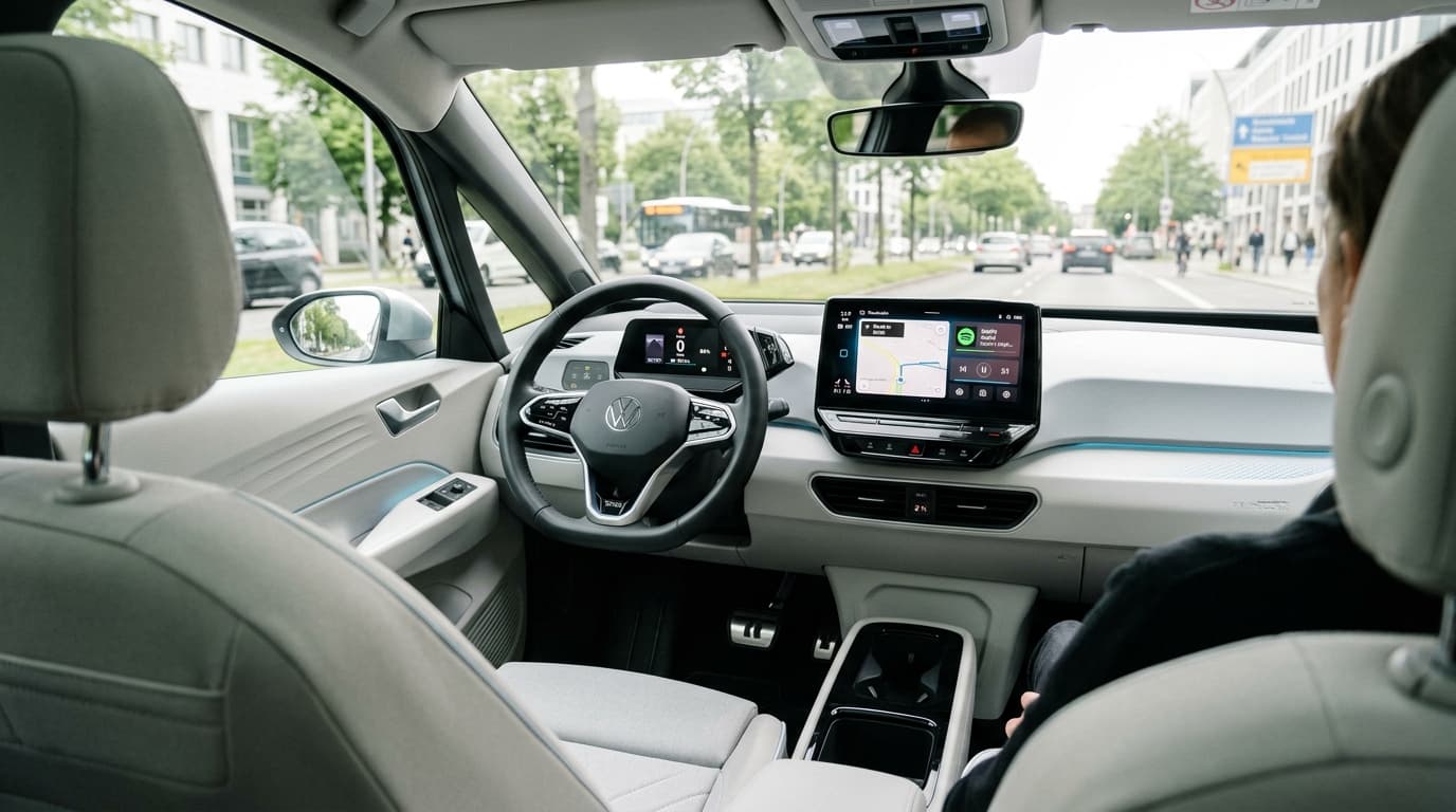 Innenansicht des Volkswagen ID.Polo mit modernem Cockpit und digitaler Bedienung