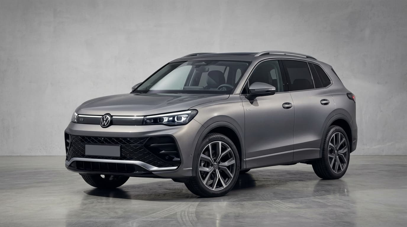 Der VW ID. Tiguan, kantig gestaltetes Elektro-SUV mit moderner Front und durchgehender Lichtsignatur